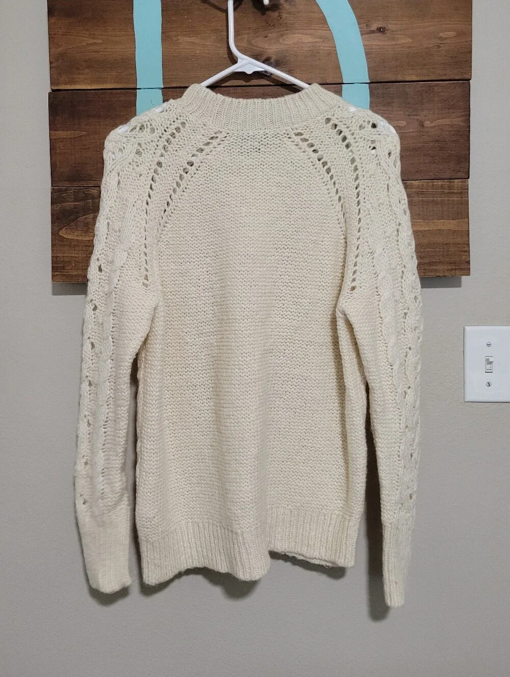 J. Crew Cream Bobble Cable Knit Cottage Academia Cozy Sweater Small